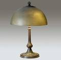 Handel table lamp with a green mosserine shade over a twosocket patinated fluted copper base excellent original condition shade stamped handel lamps patd and stamped mosserine handel 53854 21 14