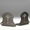 dirk van erp hammered copper bookends pierced with sylized poppies fine original patina scratch to one 5 x 6