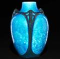 edmond lachenal baluster vase with three stylized contrasting buttresses over a rich persian blue crackled ground touchups to two small chips one on rim one one top of buttress signed lachenal a