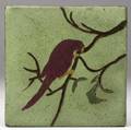 Van briggle rare tile decorated in cuenca with a red parrot on a branch very minor nicks to corners unmarked 6 sq