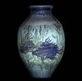 rookwood large jewel porcelain vase painted by et hurley with fish and sea plants 1923 one of the best of these weve seen flame markxxiii2246ceth 14 12 x 9