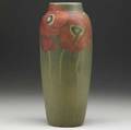 rookwood exceptional decorated mat vase painted by harriet wilcox with large red poppies on sinewy stems 1904 recently discovered in a nova scotia estate flame markivhew181 dz 10 34 x