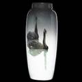 rookwood iris glaze vase painted by carl schmidt with two black swans 1905 flame markvartists cipher907dd 9 34 x 4