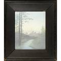 rookwood scenic vellum plaque by lenore asbury depicting a western mountain scene with snowcaps 1912 mounted in original arts and crafts frame flame mark xiila plaque 10 12 x 8 14