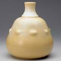 California faience large gourdshaped porcelain vase with prunts under a fine matte yellow crystalline glaze stamped california porcelain 10 x 8