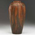 redlands very rare tall vase carved with eucalyptus leaves and covered in a burnished finish recently found at a local pennsylvania flea market the first example of this form weve had the only