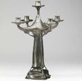 jp kayser sohn art nouveau pewter candelabrum designed by hugo leven c 1906 some dents to trays missing bobeches marked kayserzinn 4486 19 x 11