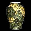 john bennett baluster vase painted with browneyed susans on a black and green ground 1881 small firing chip to base signed j bennett ny r 1881 7 x 4 34