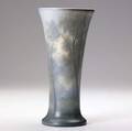 rookwood scenic vellum flaring vase finely painted by ed diers with tall trees in a bucolic landscape 1923 uncrazed flame markxxiii1357dved 8 34 x 4 14