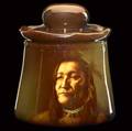 Rookwood standard glaze indian humidor painted by edith felton chief mountain black feet 1900 after a photograph by frank a rinehart 1898 flame mark672erfchief mountain black feet lid