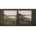 Outdoor scene of finely dressed group at niagara falls point view summer glass plate stereoscope positive labeled j mcpherson photographer niagara falls ny