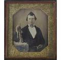 Portraits of trumpeteers with their instruments two handtinted sixthplate daguerreotypes cased images