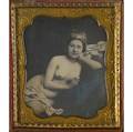 Portrait of a reclining nude woman handtinted sixthplate daguerreotype cased image