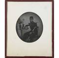 Portrait of a soldier with flowers and bust sixthplate daguerreotype framed