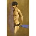 Robert ryel bliss american 19251981 model in black briefs 1966 oil on masonite framed signed dated and titled 24 x 15 provenance private collection new jersey