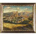 Max kuehne american 18801968 view of a spanish town 1916 oil on canvas artistmade frame signed and dated 25 x 30 provenance estate of the artist private collection new york