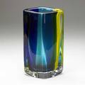 Venini fiji vase in yellow blue and green glass submerged in clear 1998 signed and dated also with clear venini label 13 x 7 12