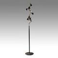 Gino sarfatti  arredoluce floor lamp with black enameled stem and nine adjustable shades on spiraling brass stem on black pink and white marble base 78 x 14 dia