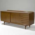 Arne vodder teak credenza with six drawers and two sliding doors enclosing interior storage 30 34 x 72 x 19 12