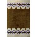 Pierre cardin wool rug with purple and brown pattern on taupe ground signed 130 x 81