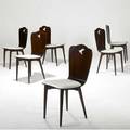 Garouste  bonetti set of six symphonie stained walnut dining chairs with white crushed velvet cushions signed first edition bgh 35 x 15 x 18