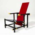 Gerrit rietveld  cassina redblue chair in painted solid beechwood and plywood design illustrated in charlotte  peter fiell 1000 chairs p 153 cassina decal 34 x 26 x 31