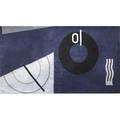 Eileen gray blue marine wool rug with blue gray and black abstract pattern 130 12 x 72