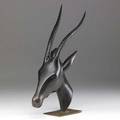 Franz hagenauer sculpture of an ibex in carved wood and patinated metal on a brass base stamped hagenauer wein made in austria handmade 14 34 x 4 x 8 14