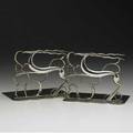 Franz hagenauer pair of silverplate gazelle bookends stamped made in austria with circular hagenauer cipher 4 x 5 x 3 12