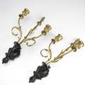 Pair of wall sconces dore bronze with blossoms and flowers 20th c 13