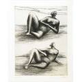 Henry moore british 18981986 two reclining figures 197778 etching framed signed and numbered ap 120 12 x 9 plate 14 x 11 sight printer lacourire and frlaut paris publishe