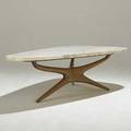 Vladimir kagan dreyfuss walnut and marble trisymmetric cocktail table branded kagan dreyfuss 14 x 64 x 27