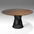 Warren platner knoll rare bronze and walnut table remnants of knoll label 28 12 x 54 dia