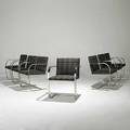 Ludwig mies van der rohe knoll seven stainless steel brno chairs 1970s knoll upholstery labels 31 12 x 22 34 x 21
