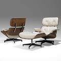 Charles and ray eames herman miller two rosewood and leather lounge chairs and single ottoman no 670 671 note uncommonly upholstered in offwhite leather herman miller upholstery label to one