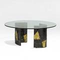 Paul evans patinated and welded steel and glass dining table welded signature 28 34 x 67 14 dia