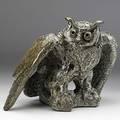 Betty davenport ford stoneware owl sculpture pale blue and brown speckled glaze signed davenport ford 8 14 x 12 x 9
