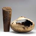 David ellsworth two claro walnut burl vessels 1983 and 1988 both signed dated and titled 11 x 17 and 17 12 x 7