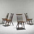 George nakashima set of four walnut and hickory new chairs unmarked 35 x 19 x 17