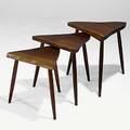 George nakashima set of three freeedge finely grained walnut nesting tables unmarked largest 21 x approx 22