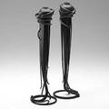 Albert paley pair of forged and fabricated candlesticks with dark patination 1993 stamped with copyright albert paley 15 x 4 14