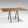 Jean prouve oak and enameled steel dining table for the cite universitaire antony france early 1950s unmarked 29 x 55 14 x 31 12