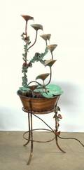 Brass  Copper Fountain w Floral  Foliate Motif