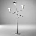 Arredoluce chromeplated brass enameled steel and marble floor lamp c 1960 stamped made italy on cap 65 x 35 x 35