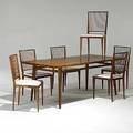 Joaquim tenreiro primavera dining table and six chairs paper label table 28 14 x 71 x 35 12 chairs 34 12 x 17 14 x 19
