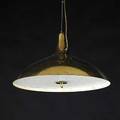 Paavo tynell taito oy pierced brass and glass hanging fixture unmarked shade 9 12 x 17 12
