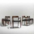 Jl moller eight teak and leatherette dining chairs two arm six side unmarked 31 x 23 x 20