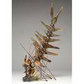 Densaburou oku fine fused patinated brass and found objects and glass fish sculpture 2009 no visible signature 41 x 26 x 17