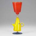 Richard marquis blown glass nonfunctional teapotgoblet 1988 signed and dated 10 34 x 45 14