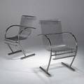 Shiro kuramata xo pair of chromed steel sing sing chairs 1985 unmarked 35 x 20 x 26